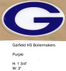 Garfield Boilermakers HS 1970's (NJ) purple oval G white oval outline